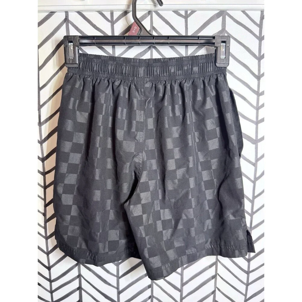 Athletic Works Black Check Pattern Activewear Shorts Boys L 10/12 7027